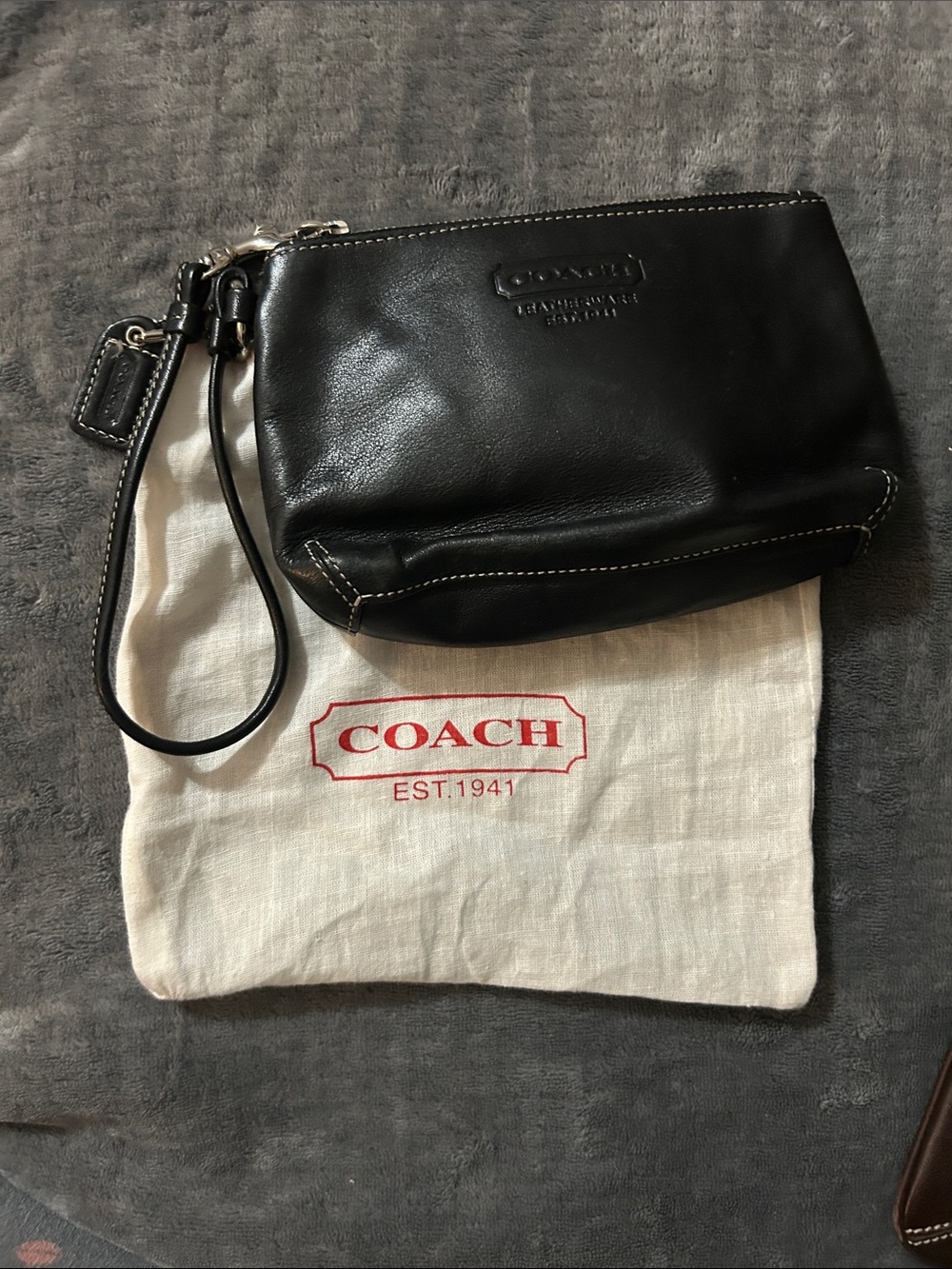 Coach Black Leather Wristlet